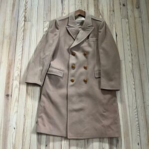 Yves Saint Laurent YSL Vintage 100% Wool DoubleBreasted Overcoat Tan Long Jacket